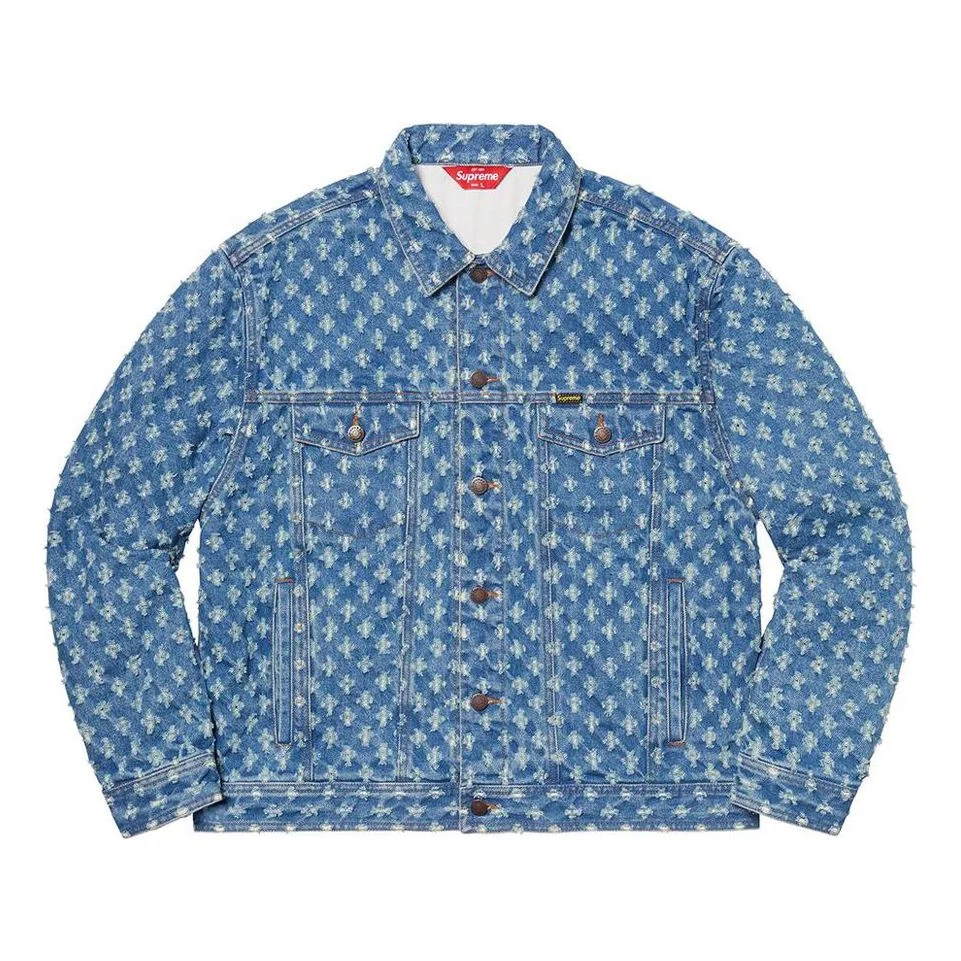 Supreme Hole Punch Denim Trucker Jacket 'Teal White' SUP-SS20-597