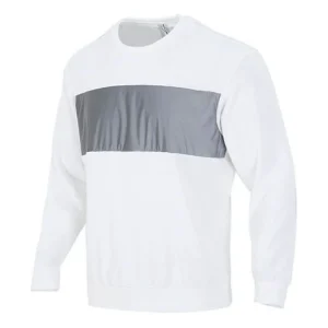 Men's adidas neo Sw Irrd Swt Splicing Sports Round Neck Pullover White HB7381