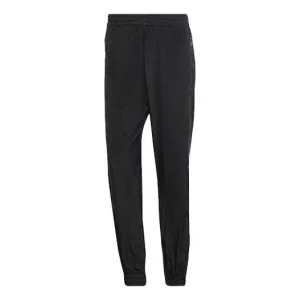 Men's adidas originals Solid Color Elastic Waistband Sports Pants/Trousers/Joggers Black HD2244