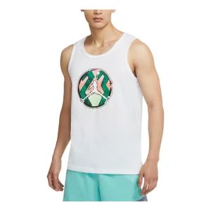 Men's Air Jordan SS22 Logo Pattern Printing Sports Vest White DQ5878-100