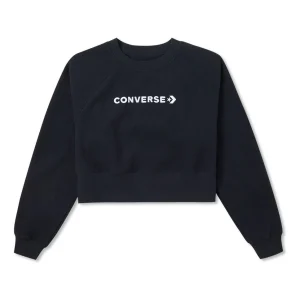 (WMNS) Converse Wordmark Fleece Crew Top 'Black' 10024731-A01