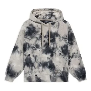 (WMNS) Li-Ning BADFIVE Sports Basketball Series Tie Dye Full Print Loose Hoodie 'Black Grey' AWDS154-2