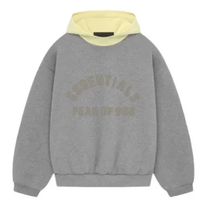 Fear of God Essentials SS24 Nylon Fleece Hoodie 'Dark Heather Oatmeal Garden Yellow' 202SP244311F