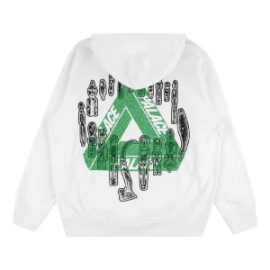 Men's PALACE Jheeze Printing Logo hooded Long Sleeves White P17HD038T