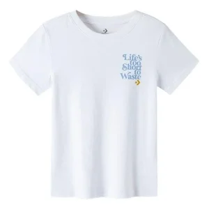 Converse Renew LifeAsia Sizing 's Too Short To Waste Wake-Up Call Graphic Tee 'White' 10022210-A01
