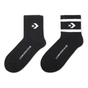 Converse Core Twin Pack Mid-Crew Quarter Socks 'Black' 10021594-A02