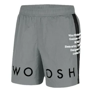 Men's Nike Alphabet Printing Elastic Waistband Straight Sports Shorts Gray CJ4905-073
