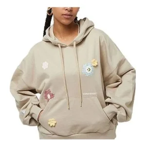 (WMNS) Converse Flora Logo Hoodie Asia Sizing 'Beige' 10025521-A02