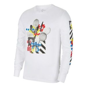 Nike Sportswear Printing Casual Round Neck Long Sleeves White CV5043-100