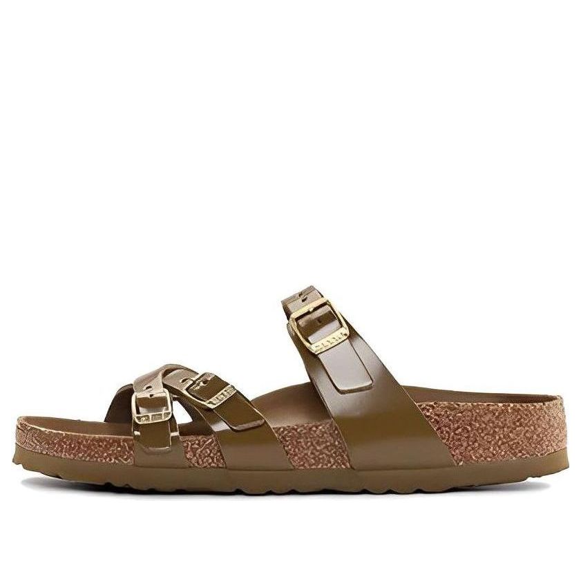 (WMNS) Birkenstock Franca Natural Leather Patent Narrow Fit Sandals 'High Shine Mud Green' 1024249