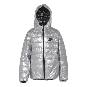 (PS) Nike reversible sports hooded warm down Jacket 'Silver' DZ9961-089