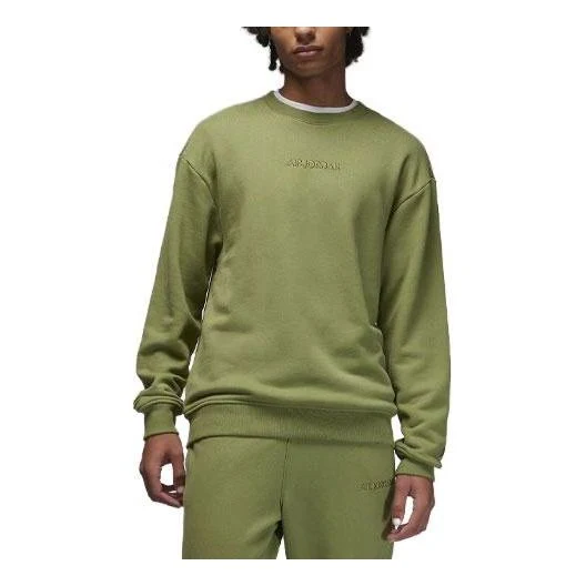 Air Jordan Wordmark Fleece Crewneck Sweatshirt 'Olive Green' FJ7788-340