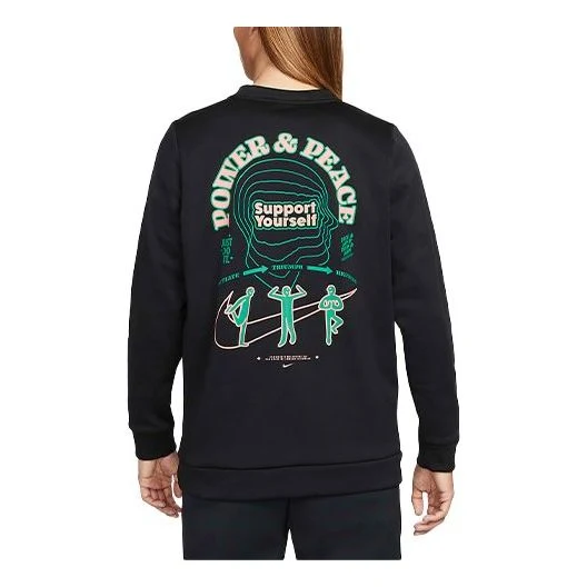 Men's Nike As Nk TF Turf Top Ls Crew Story P Casual Character Printing Round Neck Pullover Black DM5999-010