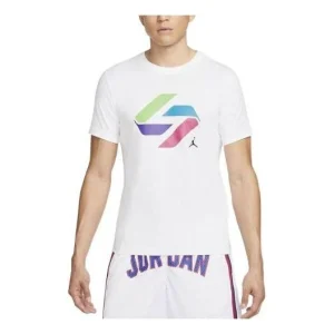 Men's Air Jordan Casual Pattern Logo Printing Round Neck Pullover Short Sleeve White T-Shirt DV5537-100