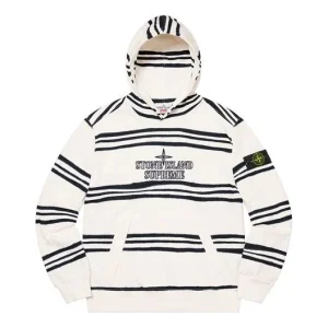 Supreme x Stone Island Warp Stripe Hooded Sweatshirt 'White Black' SUP-FW20-297