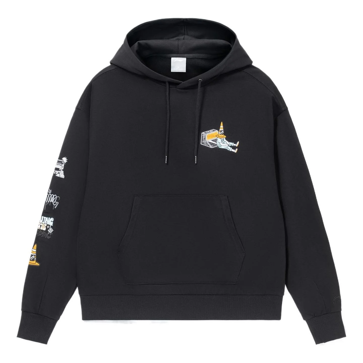 Li-Ning Skateboard Series Funny Pattern Printing Loose Pullover Hoodie 'Black White' AWDS177-4