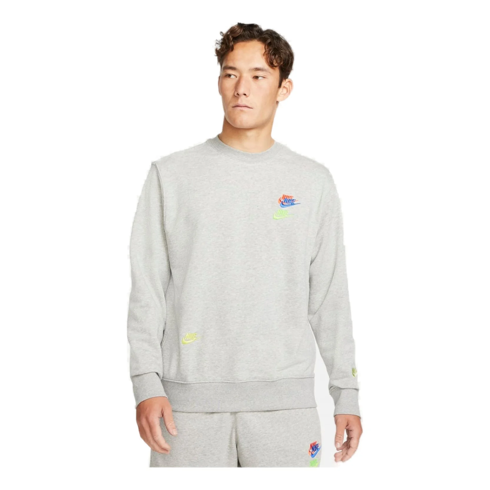 Men's Nike Contrasting Colors Logo Round Neck Pullover Autumn Gray DJ6915-063