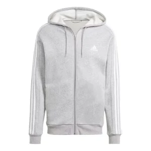 adidas Fleece 3-Stripes Full-Zip Hoodies 'Grey' IJ6479