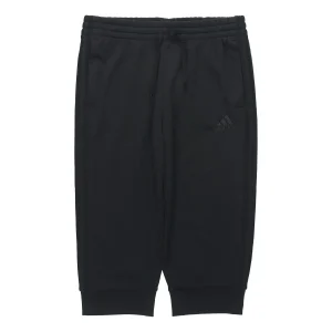 adidas M 3s Ft Tc 34pt Embroidered Logo Stripe Knit Bundle Feet Cropped Pants Black GK8990