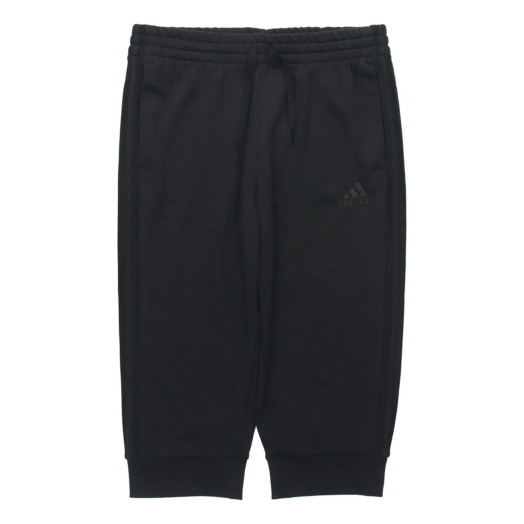 adidas M 3s Ft Tc 34pt Embroidered Logo Stripe Knit Bundle Feet Cropped Pants Black GK8990