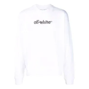 Men's Off-White FW21 Logo Alphabet Printing Round Neck Pullover Loose Fit White OMBA054F21FLE0010110