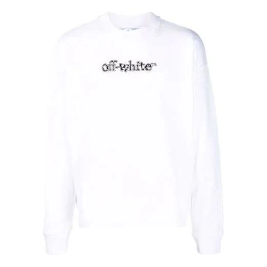Men's Off-White FW21 Logo Alphabet Printing Round Neck Pullover Loose Fit White OMBA054F21FLE0010110
