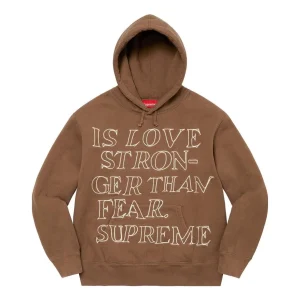 Supreme Stronger Than Fear Hooded Sweatshirt 'Brown White' SUP-SS23-083