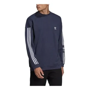 Men's adidas originals Lock Up Crew Sports Round Neck Pullover Dark Grey Navy Blue HC1997
