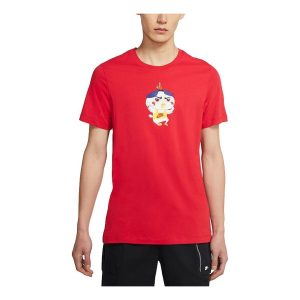 Nike Sportswear Cartoon Printing Knit Sports Short Sleeve Large Red DD1323-657