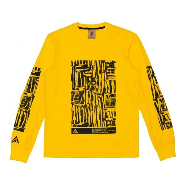 Men's Nike x ACG Outdoor Sports Printing Round Neck Pullover Yellow BQ7205-728