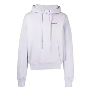 Men's Off-White SS22 Solid Color Arrow Pattern Printing Hooded Long Sleeves Version Light Purple OMBB037F22FLE0033610