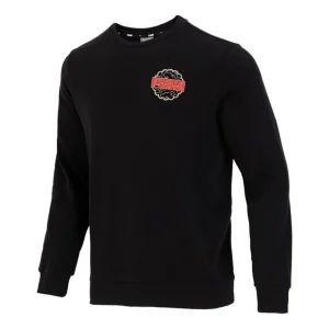 PUMA Logo Printing Sports Round Neck Pullover Black 532912-01