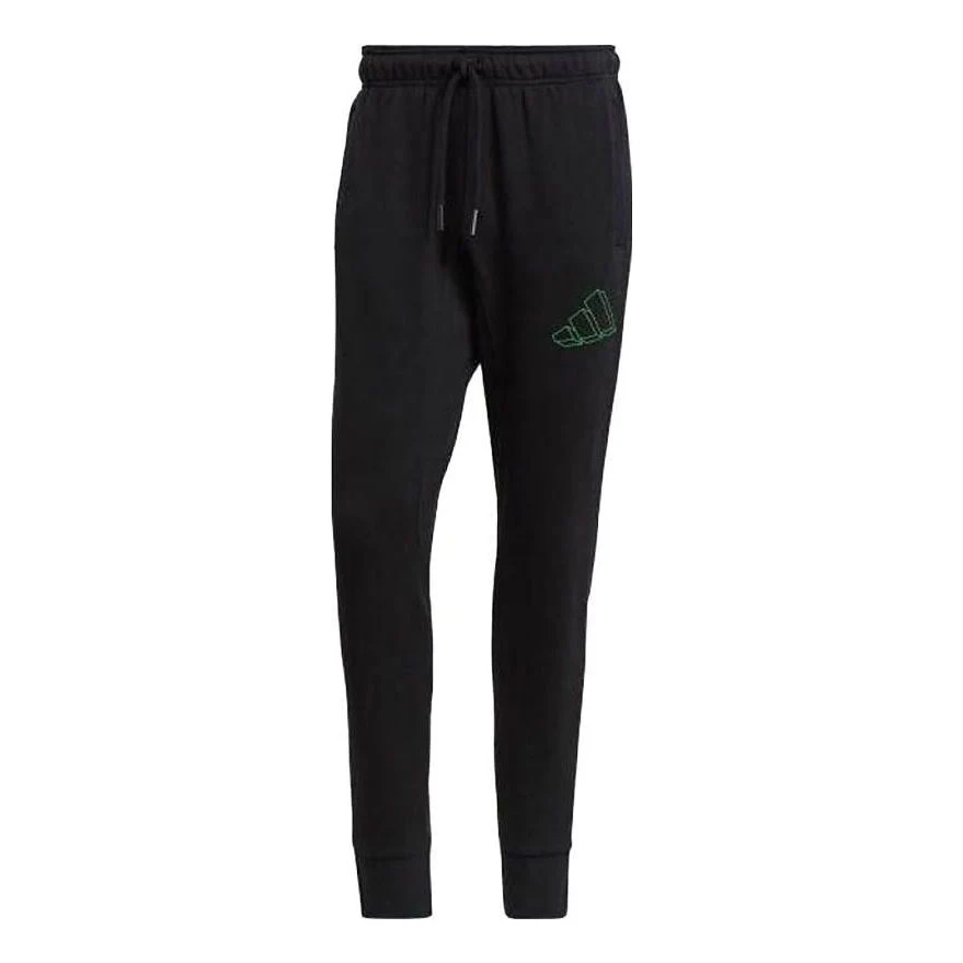 Men's adidas Solid Color Logo Printing Lacing Bundle Feet Sports Pants/Trousers/Joggers Black GM6354