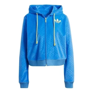 (WMNS) adidas Adicolor Heritage Now Velour Zip Hoodies 'Blue' IB2046