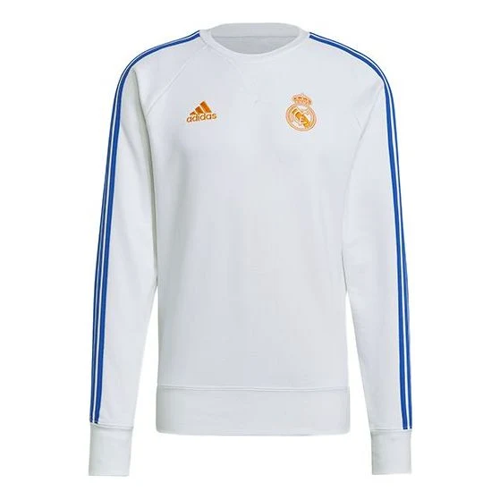 Men's adidas Real Real Madrid Soccer/Football Training Sports Round Neck Pullover White GR4341
