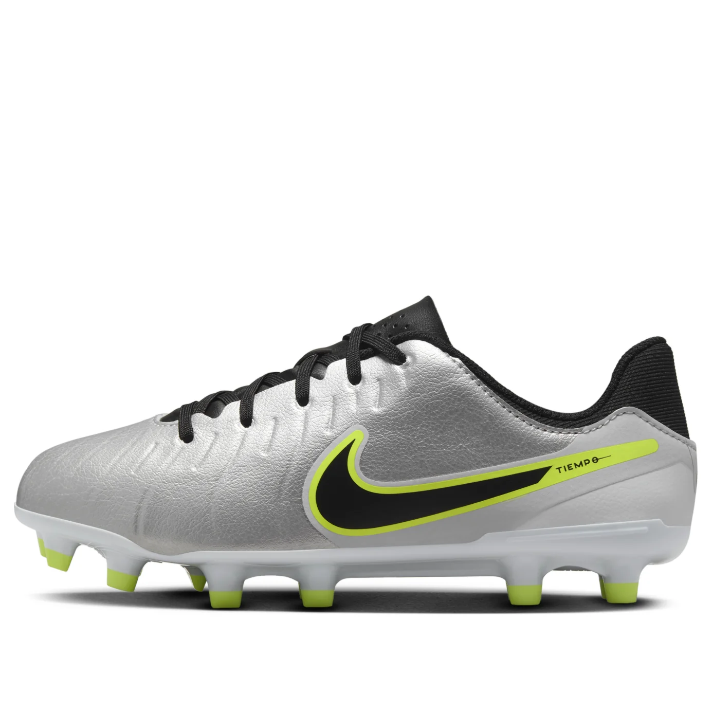 (GS) Nike JR. Tiempo Legend 10 Academy MG 'Metallic Silver Black Volt' DV4348-001