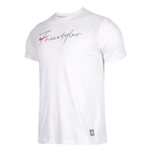 Nike Back Large logo Printing Freestyle Sports Short Sleeve White CK1186-100
