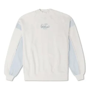 (WMNS) Converse Denim Patchwork Crew Sweatshirt Asia Sizing 'White' 10025520-A01