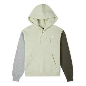 (WMNS) Converse Embroidered Star Chevron Pullover Hoodie Asia Sizing 'Olive' 10023912-A01