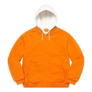 Supreme Hooded Twill Varsity Jacket 'Orange White Red' SUP-SS22-870