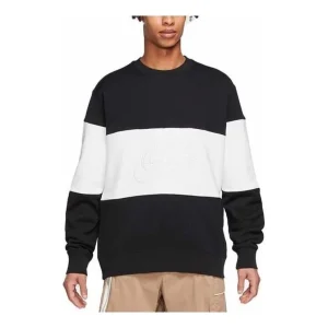 Nike Club+ French Terry Crew Neck Sweatshirt 'Black White' FB7849-010