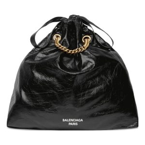 (WMNS) Balenciaga Crush Medium Tote Bag 'Black' 742941210IT1000