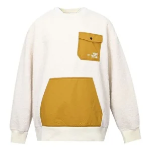 Vans lamb's wool Contrast Color Stitching Round Neck Couple Style Creamy White VN0A5H7M3KS