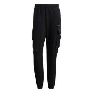 Men's adidas originals Adv Sweatpant 1 Large Cargo Pocket Bundle Feet Sports Pants/Trousers/Joggers Black HC0370