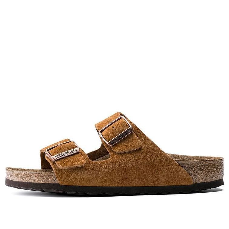Birkenstock Arizona Soft Footbed Suede Leather Narrow Fit Slides 'Mink' 1009527