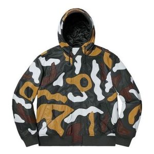 Supreme FW19 Week 12 Camo Leather Hooded Jacket 'Green' SUP-FW19-1025