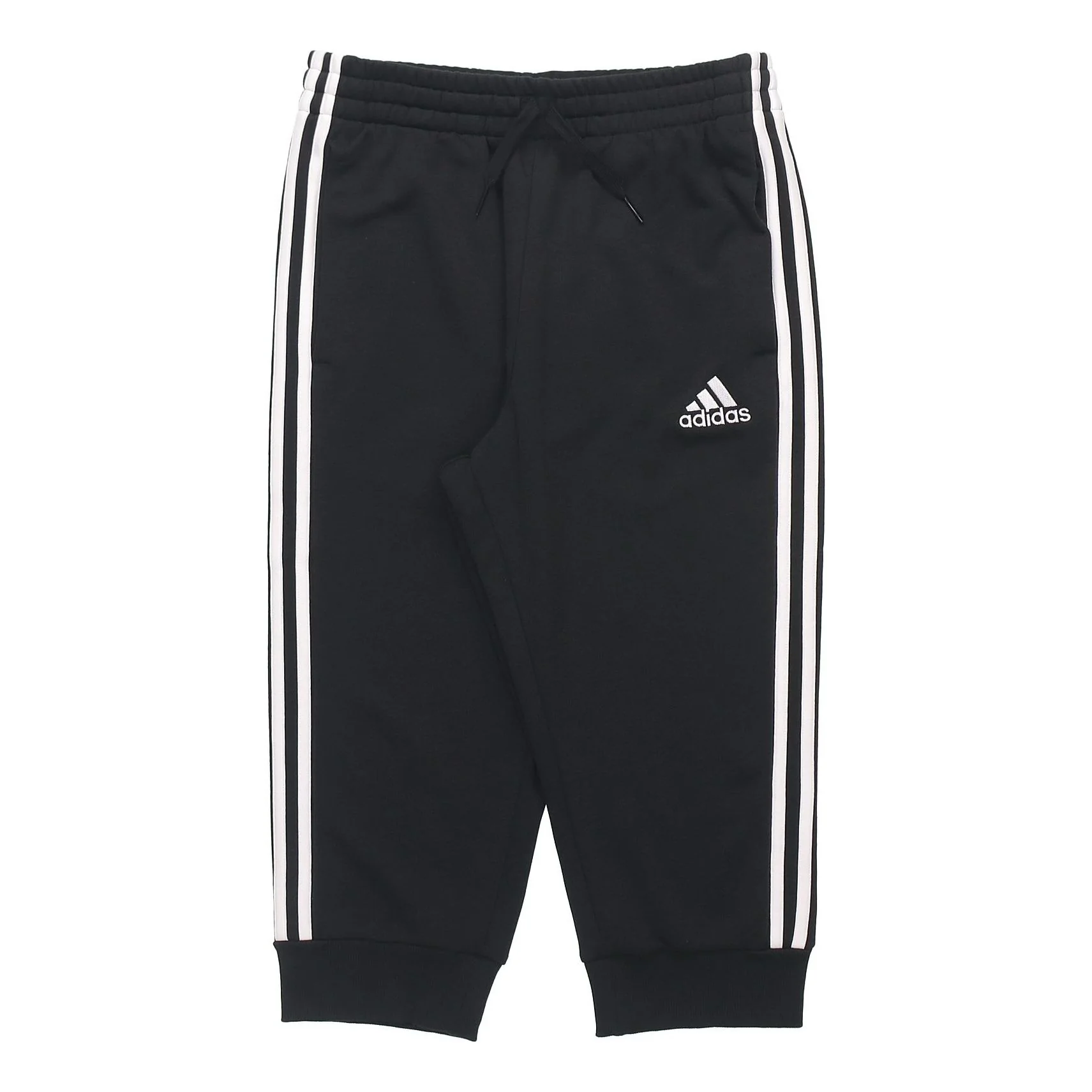 adidas M 3s Ft Tc 34pt Logo Embroidered Stripe Knit Bundle Feet Cropped Pants Black GK8987