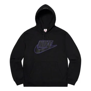 Supreme FW19 Week 14 Nike Leather Appliqu Hooded Sweatshirt 'Black' SUP-FW19-10721