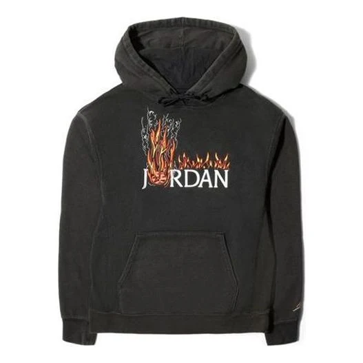 Air Jordan x Travis Scott Track Flame Printing Hoodie Asia Sizing 'Black' CK4039-010