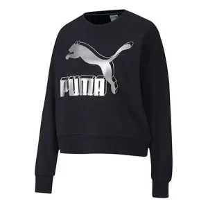 (WMNS) PUMA Casual Printing Round Neck Black 597405-71